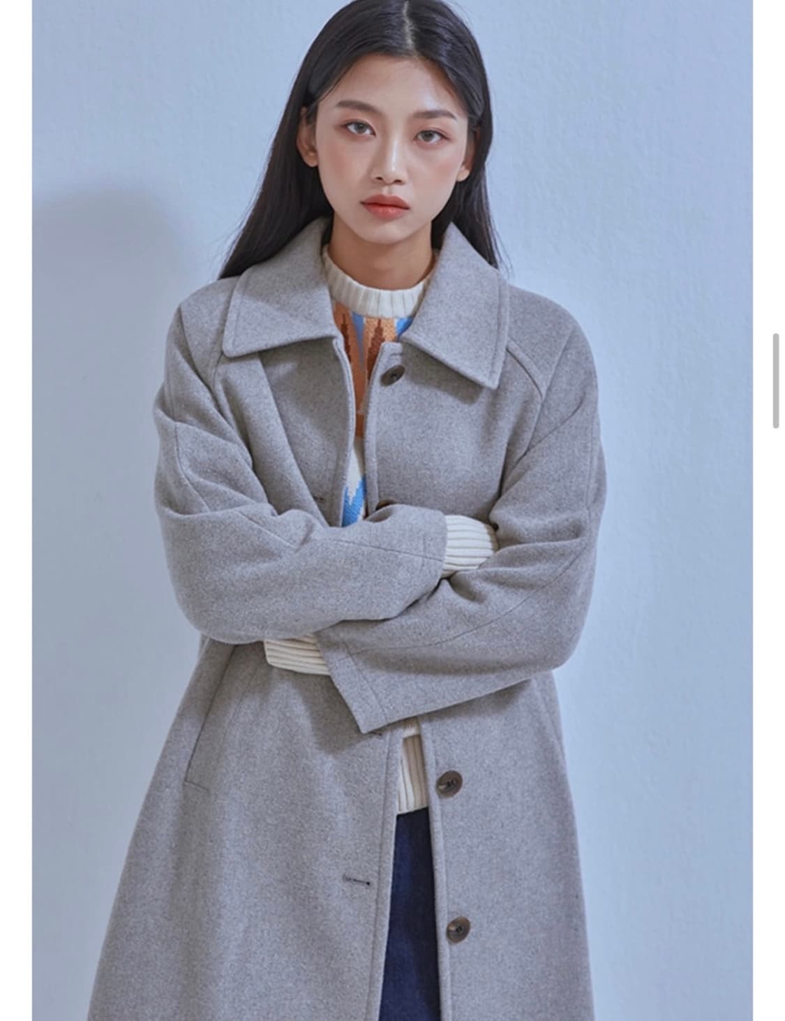 미쏘)오버핏 싱글 코트 그레이색상 S사이즈 상품이미지4