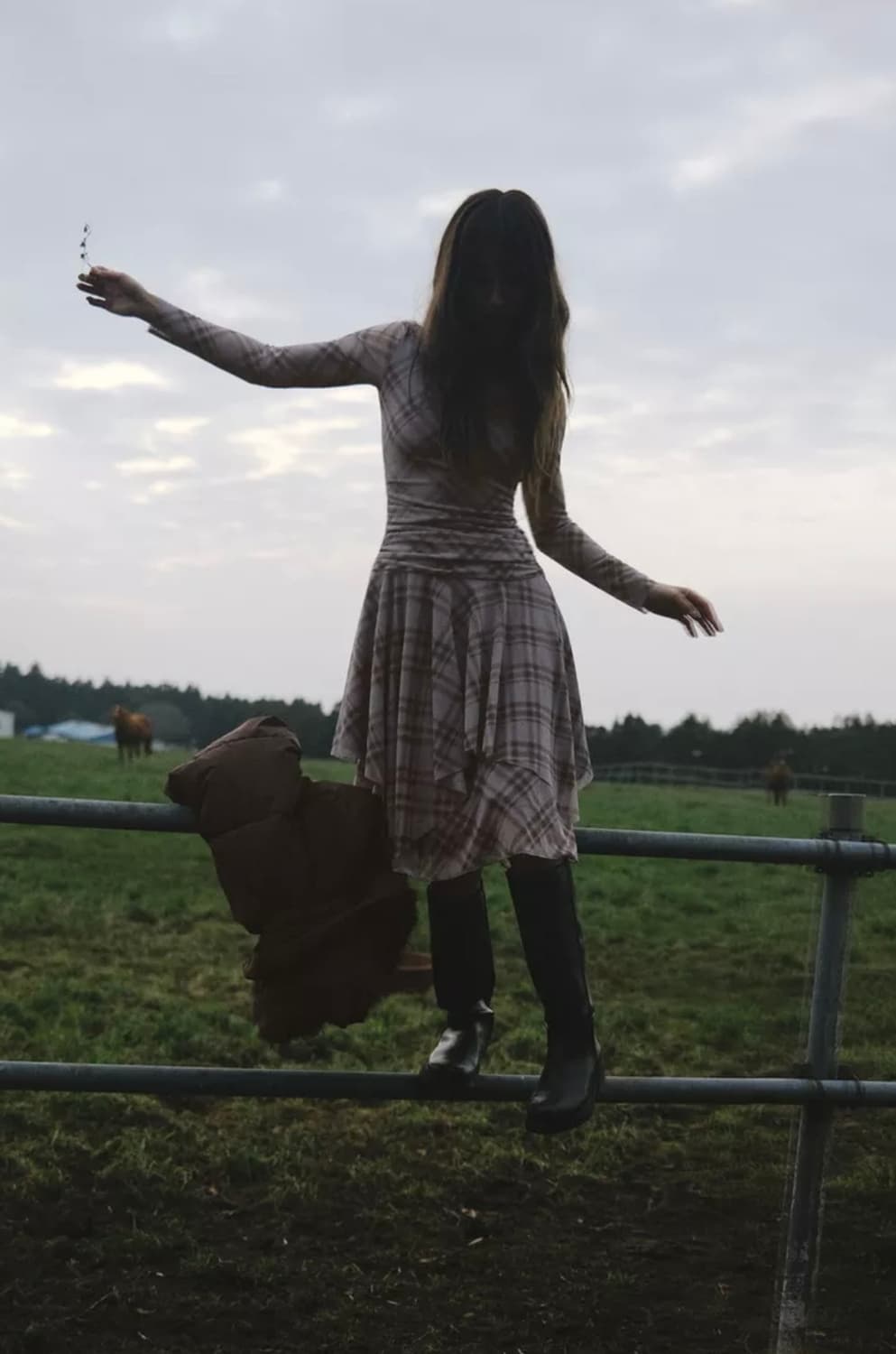 자라 체크 튤 원피스 라일락 상품이미지3