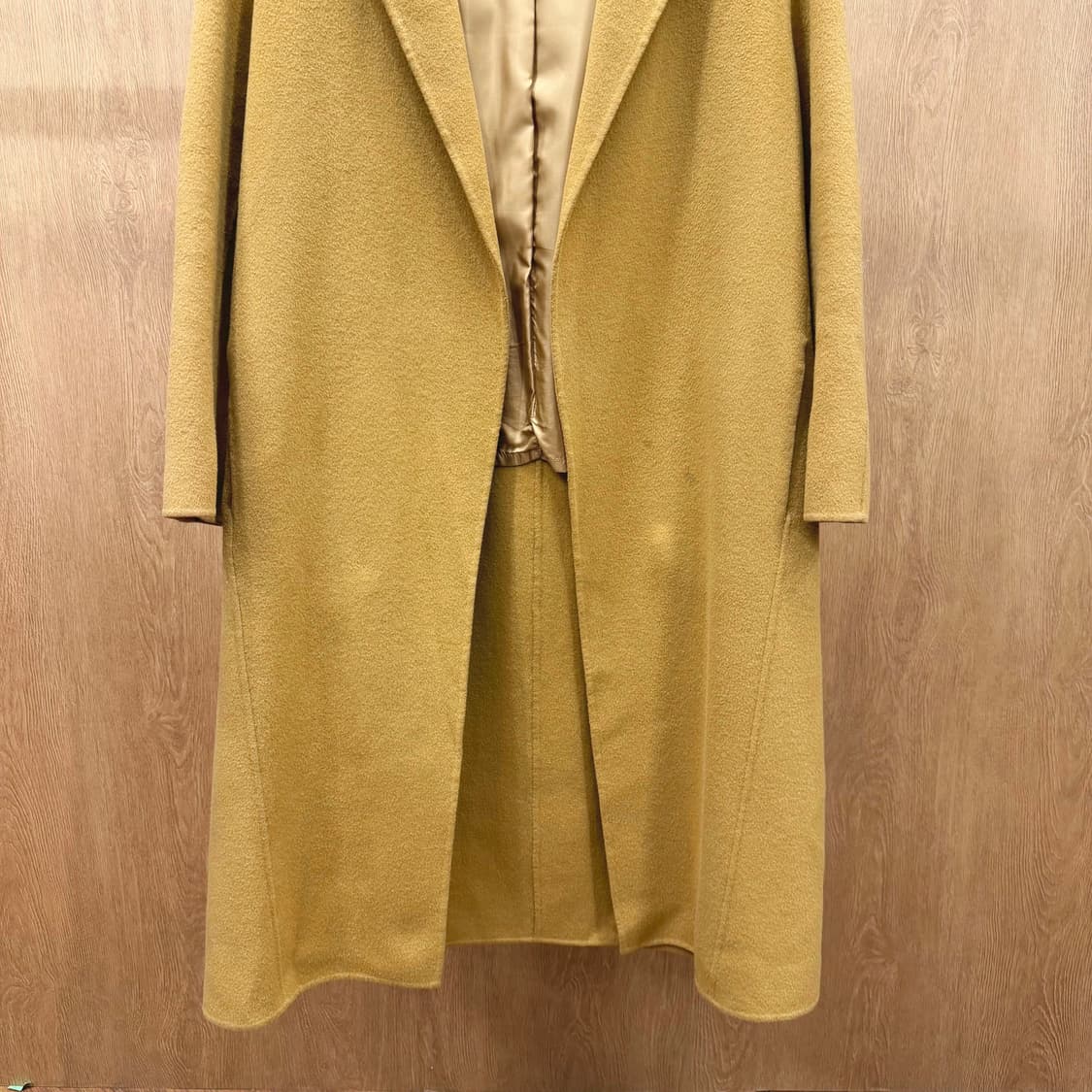 시스템 롱 코트 테일러드 카라 오픈 프론트 디테일 루즈핏 베이지 상품이미지5