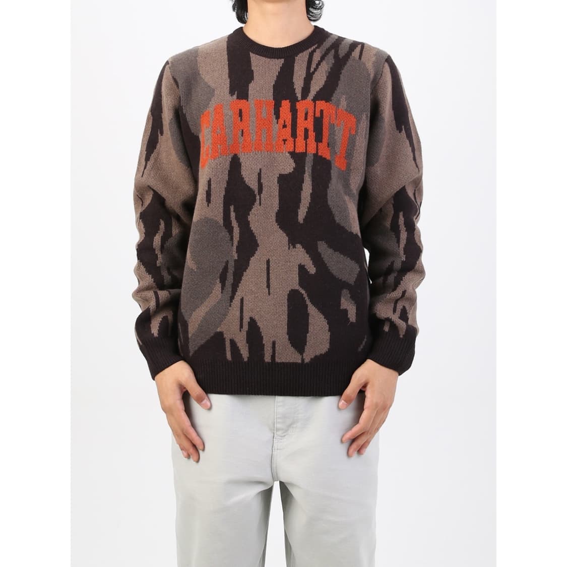 칼하트 아치로고 카모 라운드 니트 상품이미지2