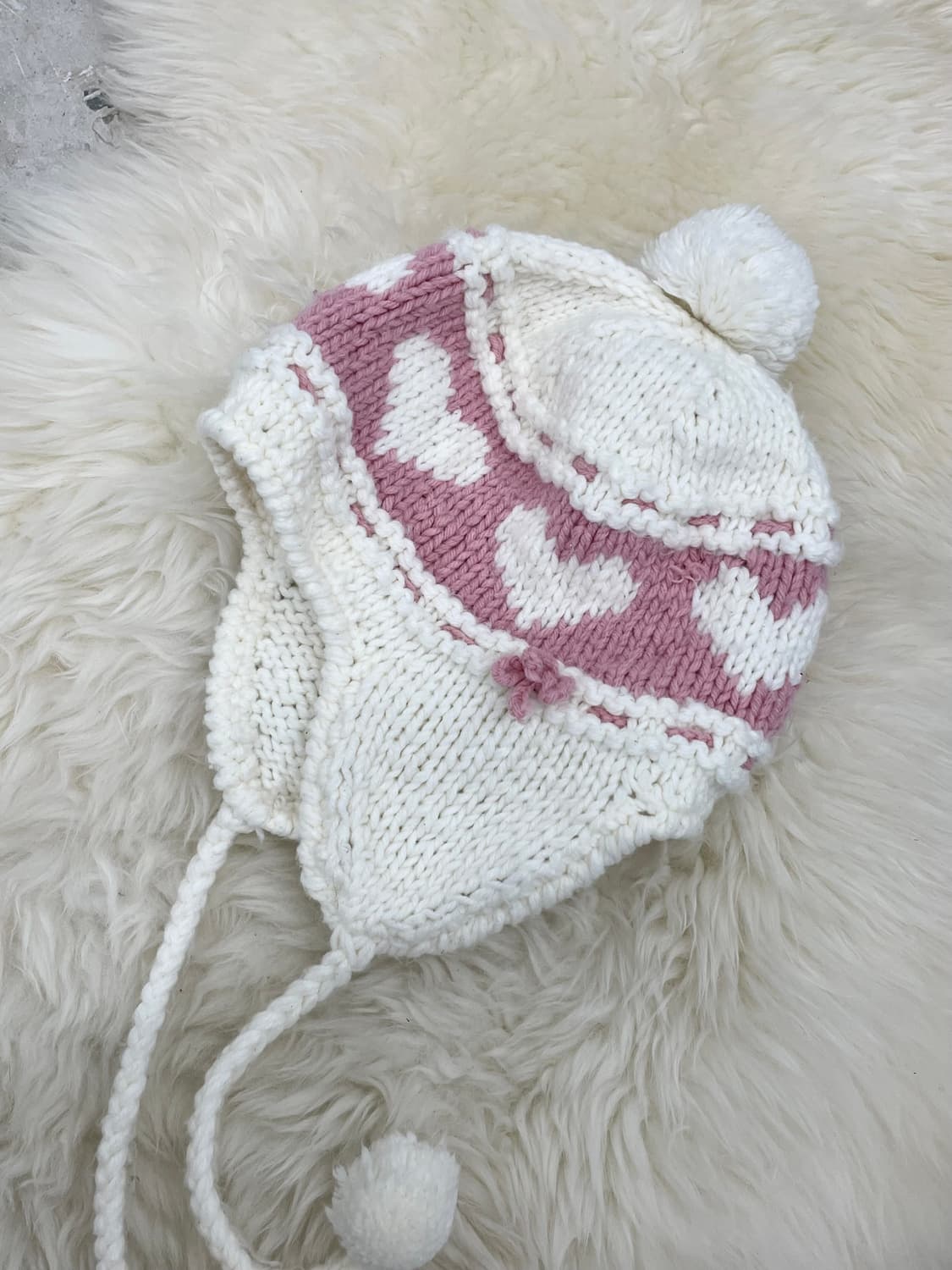 러블리 하트 리본 이어플랩 방울 비니 상품이미지4