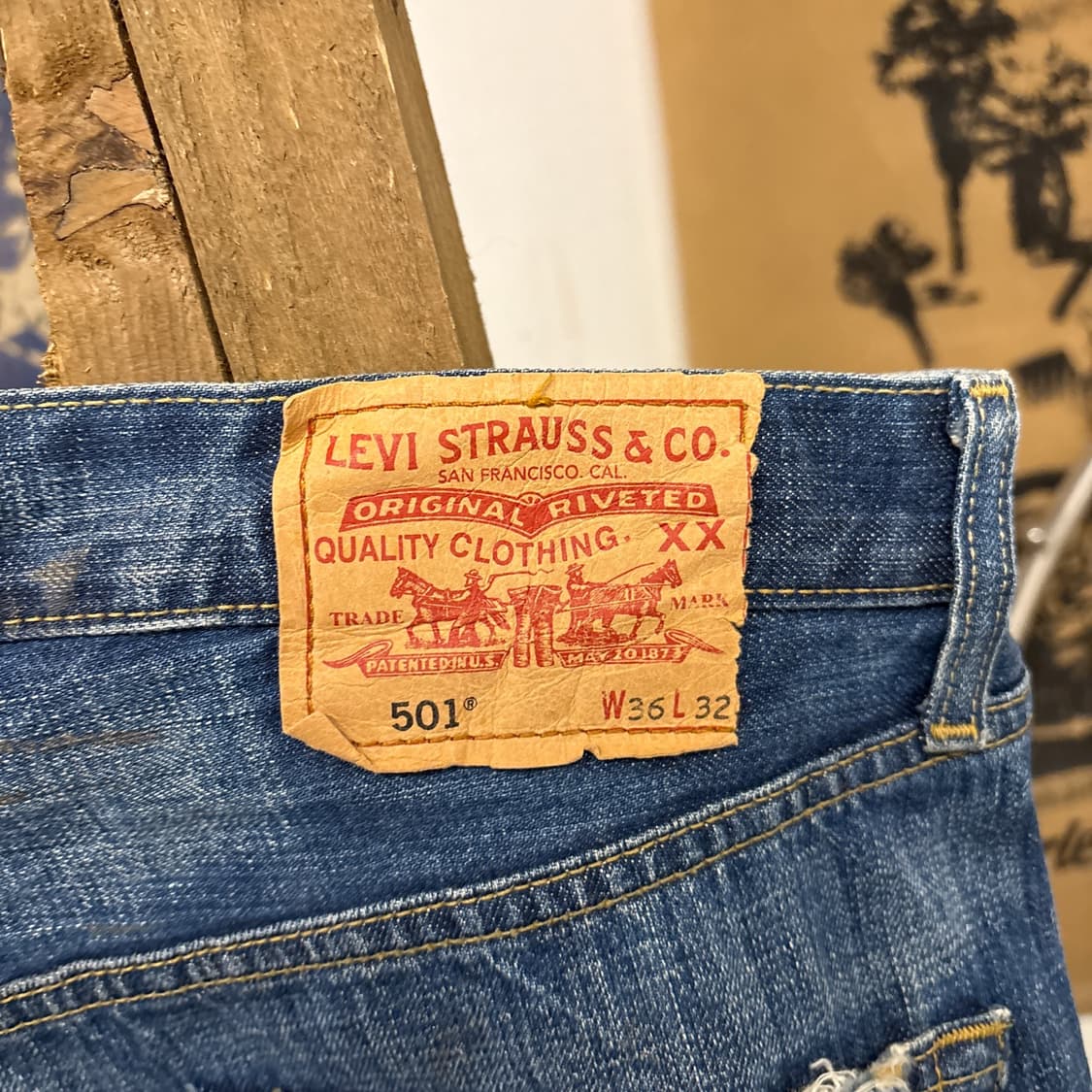 00s 리바이스501 버튼 플라이 빈티지 데미지 스트레이트 데님팬츠N84 상품이미지7