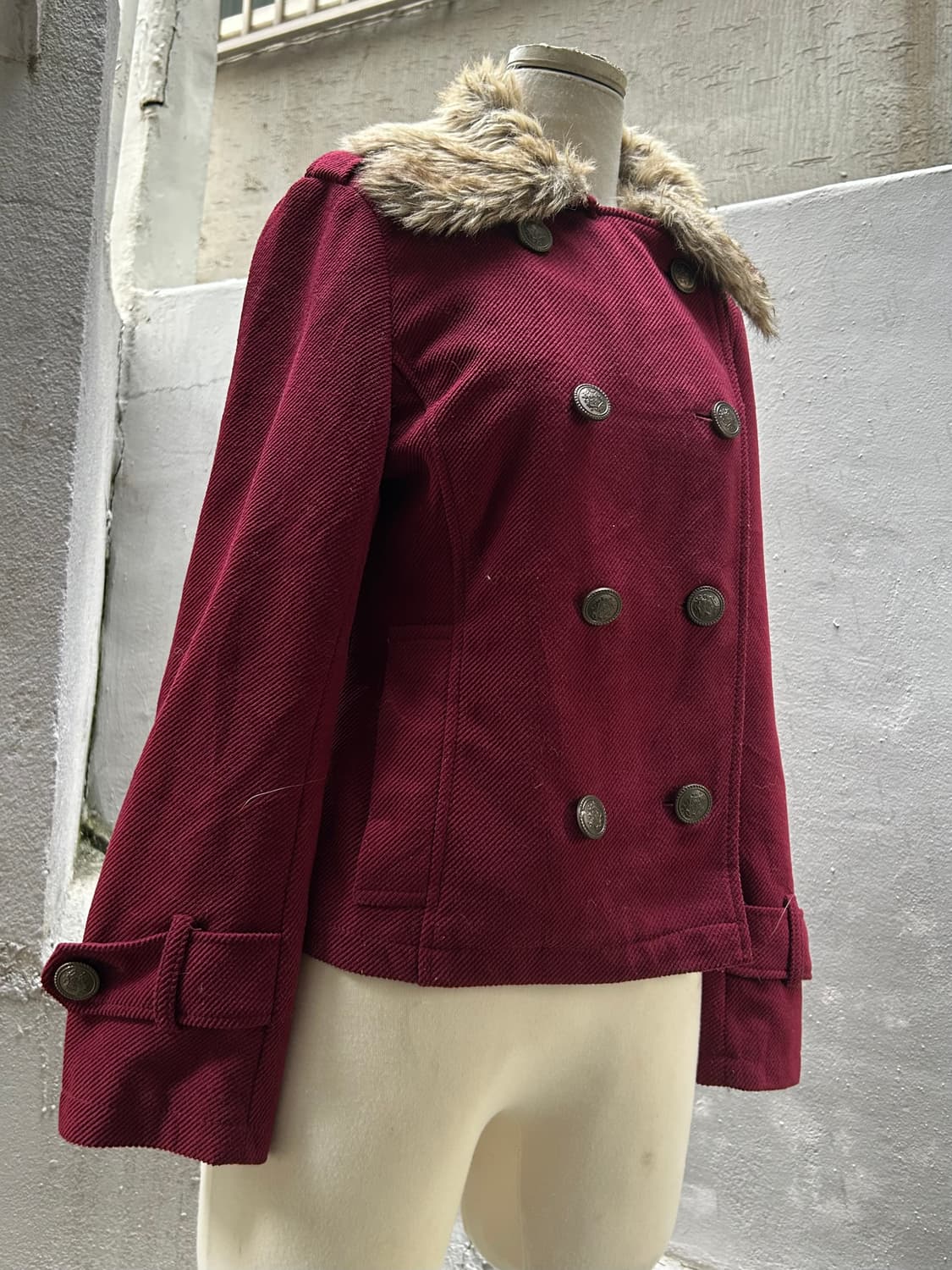 *rare design* 2000s JPN 나폴레옹 퍼 버건디 자켓 상품이미지1