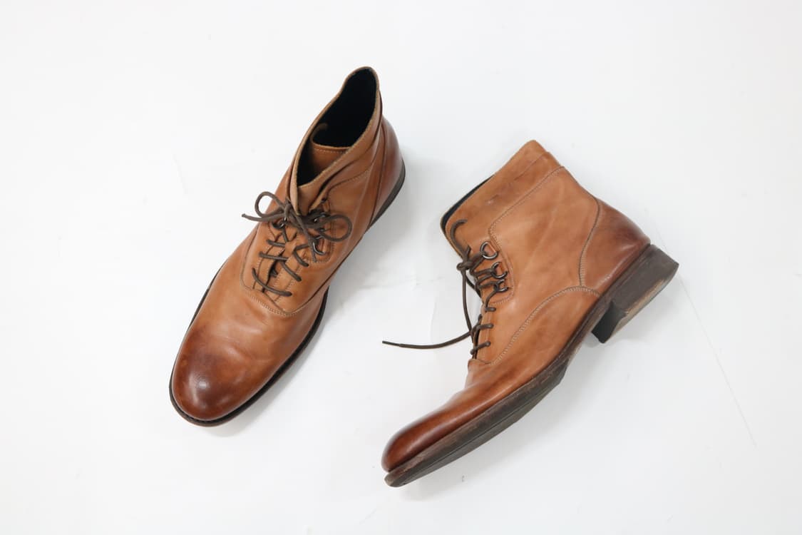 훕데두 빈티지 번니싱 레더 레이스업 부츠 (285) 상품이미지3