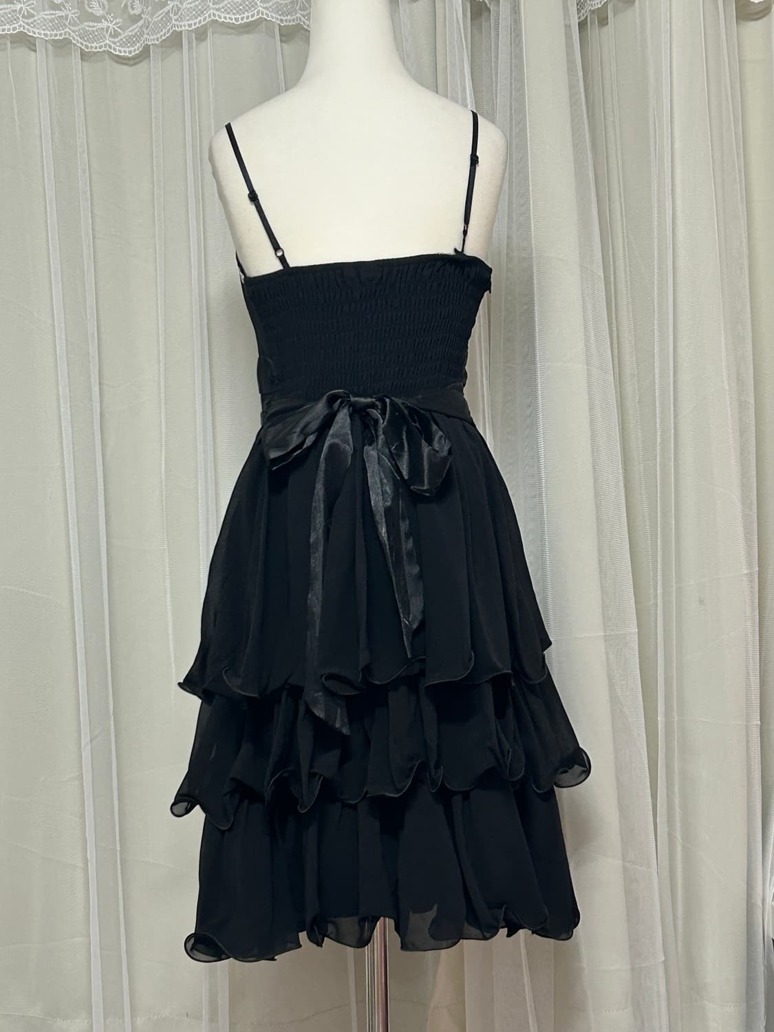 Jk2 갸루깔 뒷리본 큐빅 프릴 미니원피스 고스고딕 고스로리 상품이미지2