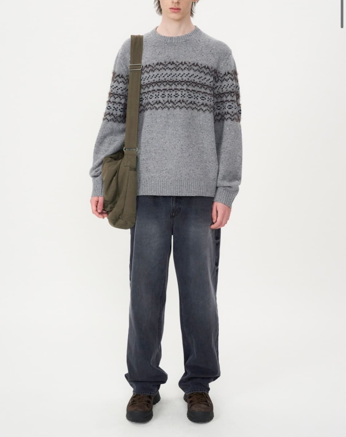 인사일런스 믹스드 자카드 니트 GREY L사이즈 상품이미지3