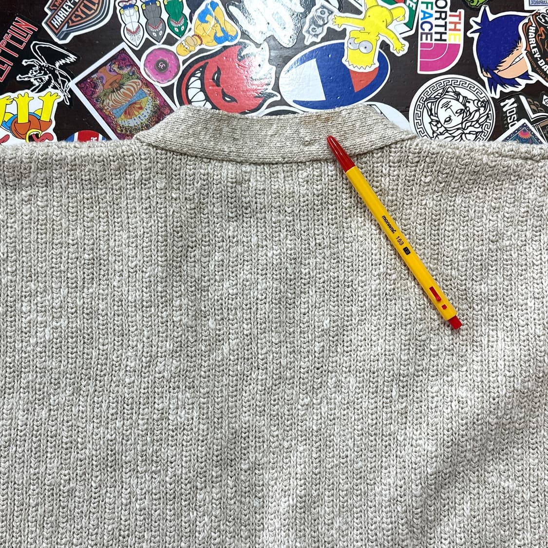 80s USA 엘엘빈 코튼 블렌드 니트 가디건 XL 상품이미지5