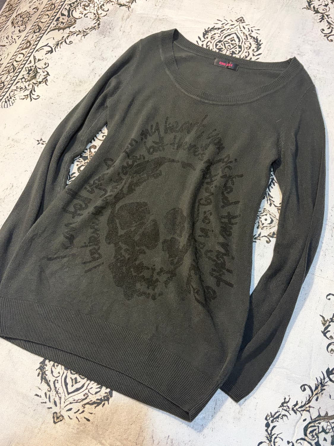 Gothic skull lettering long knit 상품이미지6