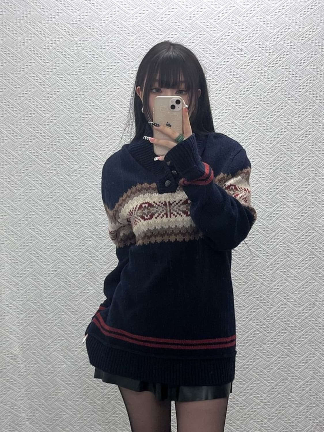 리바이스 노르딕 코위찬 숄카라 울 뜨개 니트 L C10220 상품이미지1