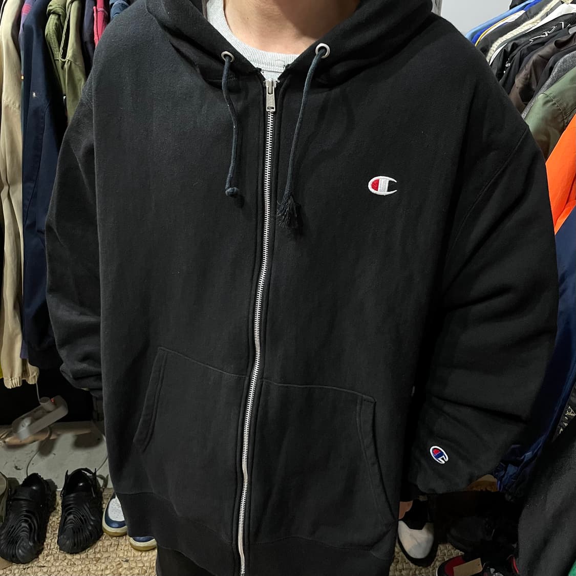 Champion 챔피온 리버스위브 블루택 블랙 후드집업 상품이미지2