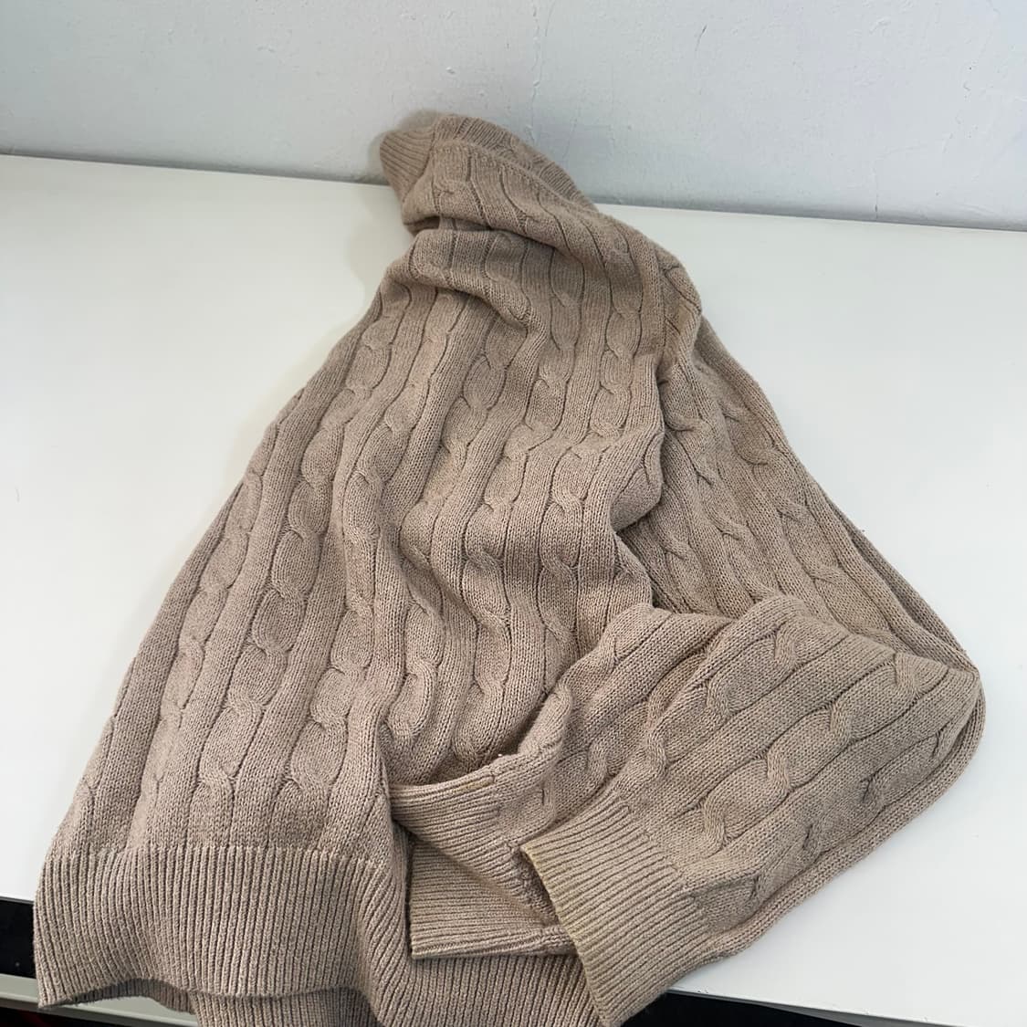 L 폴로 랄프로렌 베이지 꽈배기 반집업니트 상품이미지6