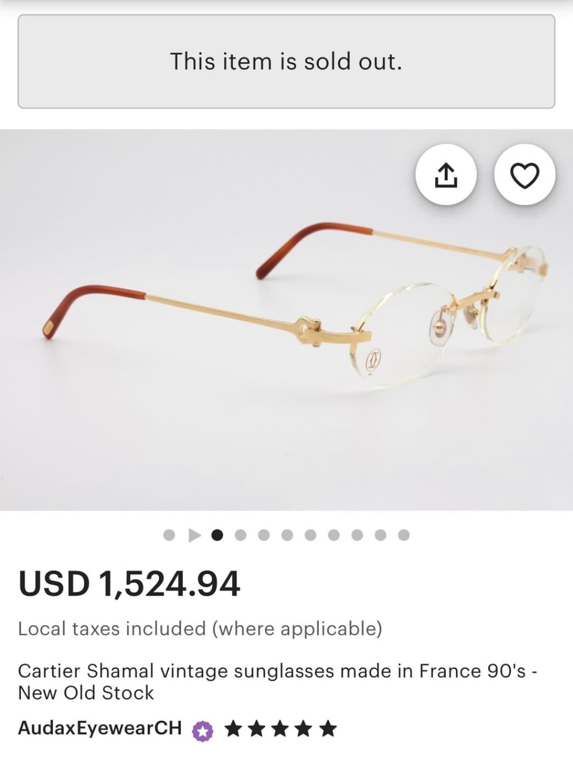 90s Cartier 까르띠에 금장 무테 안경 상품이미지2