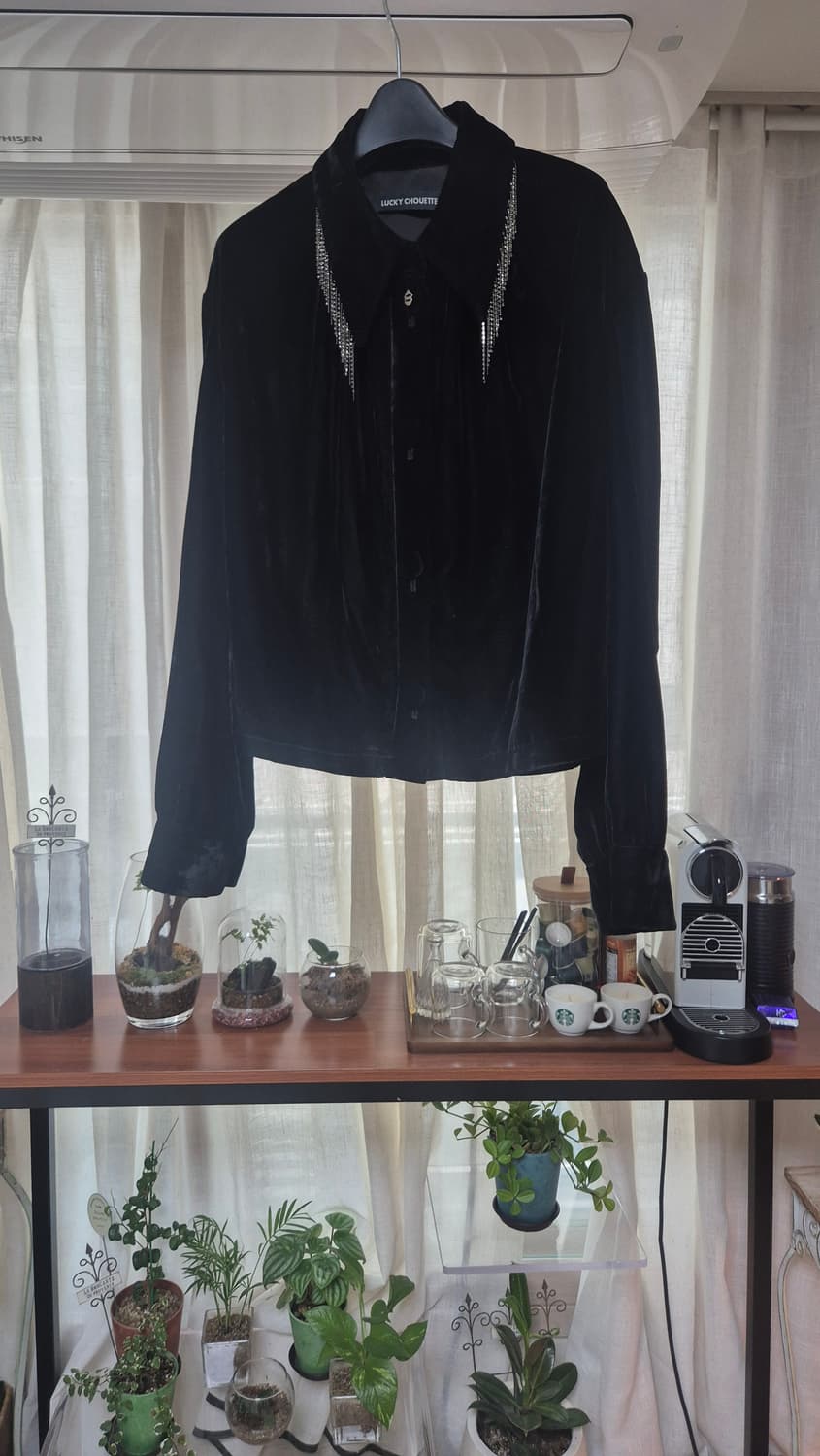 벨벳소재 카라 블라우스 상품이미지1