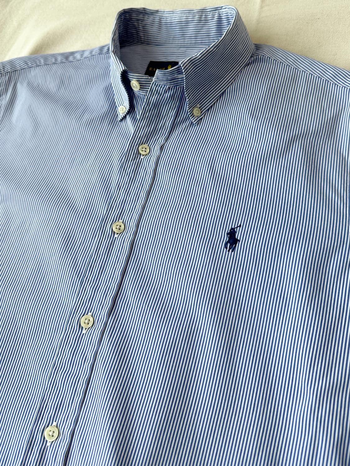폴로 랄프로렌 블루 스트라이프 포플린 셔츠 클래식핏 M 상품이미지5