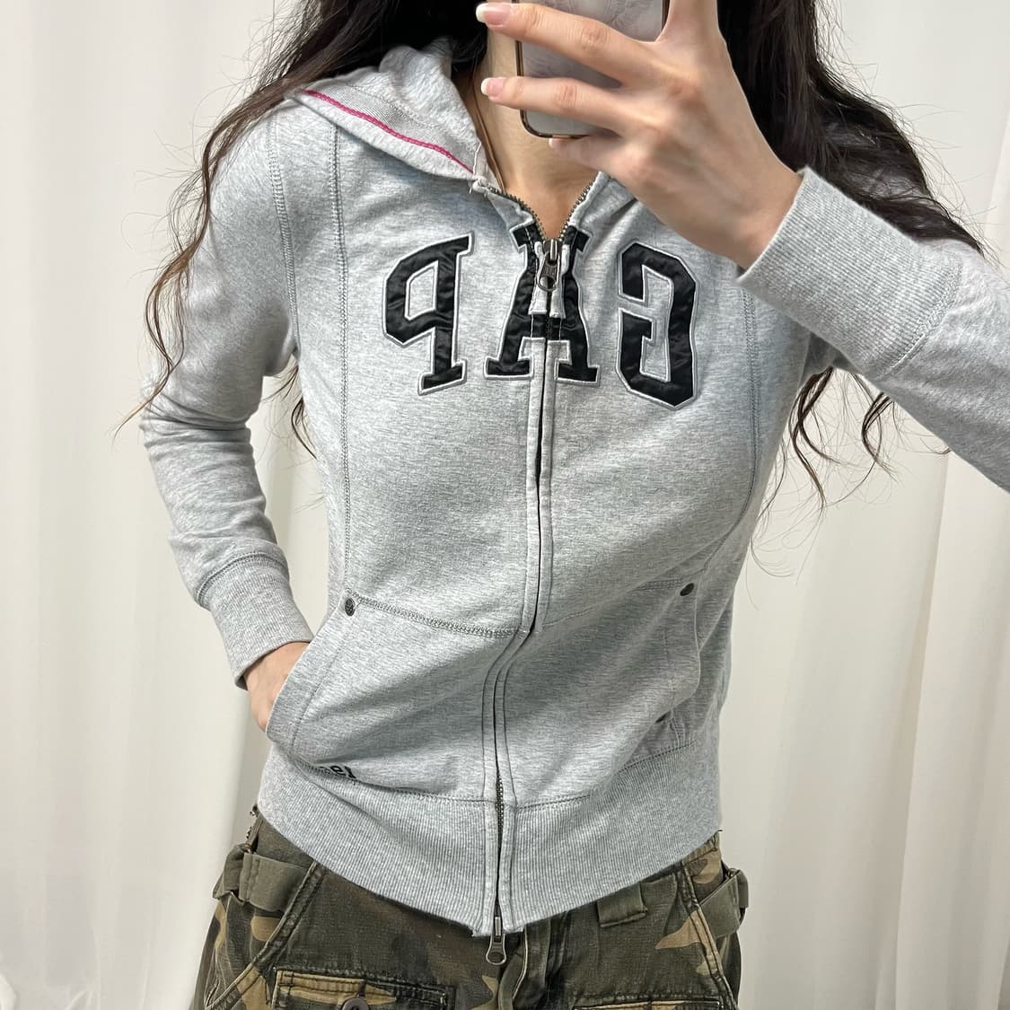 Gap 2way gray hood zip-up 상품이미지5