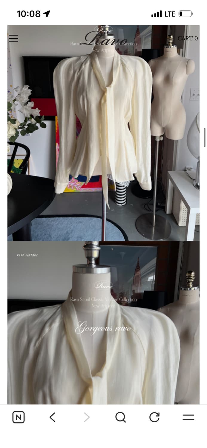 라보빈티지 텐셀 뷔니 리본 블라우스 아이보리 상품이미지9