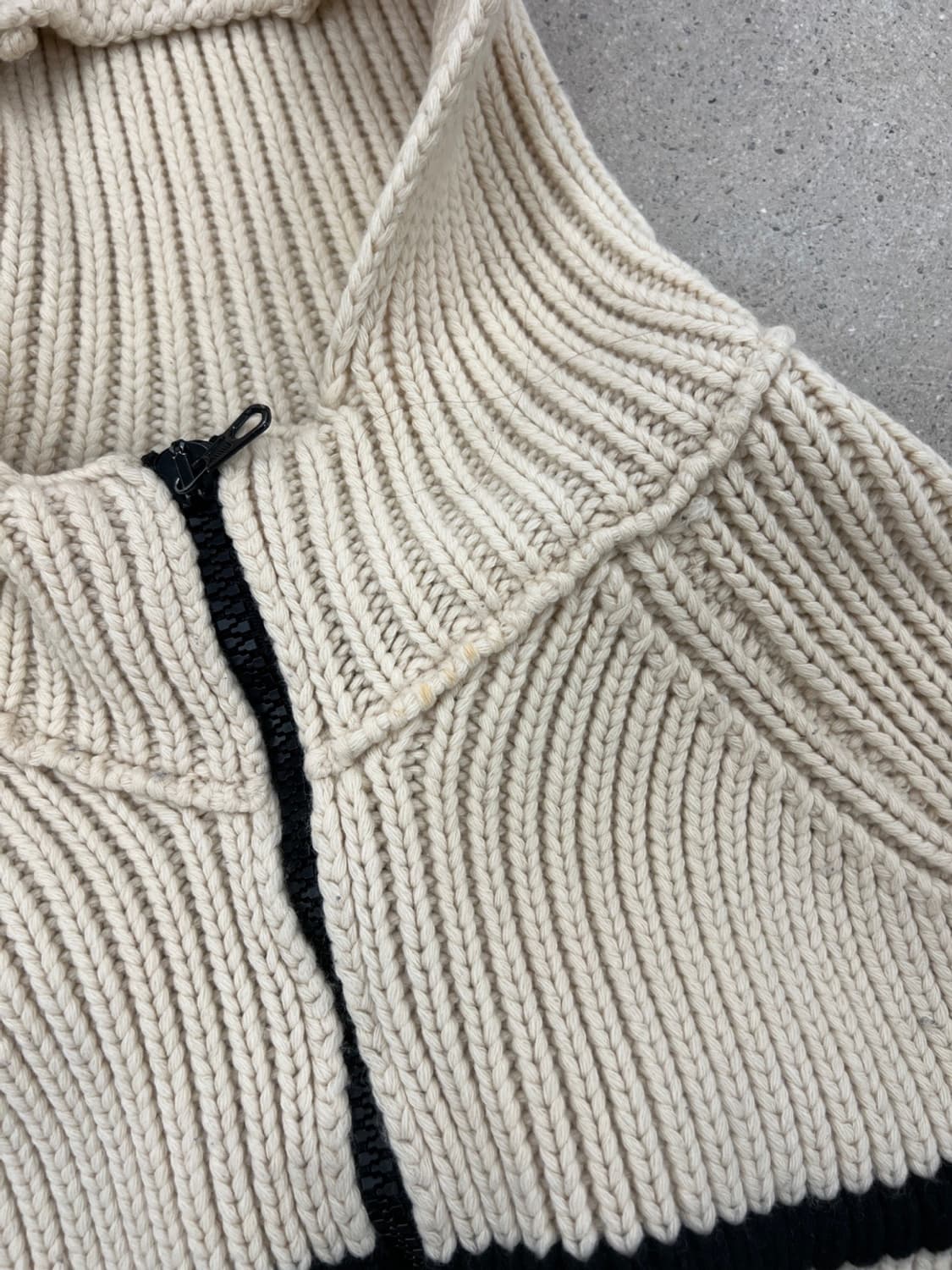 스톤아일랜드 00s 자수 로고 헤비울 니트 후드집업 상품이미지9