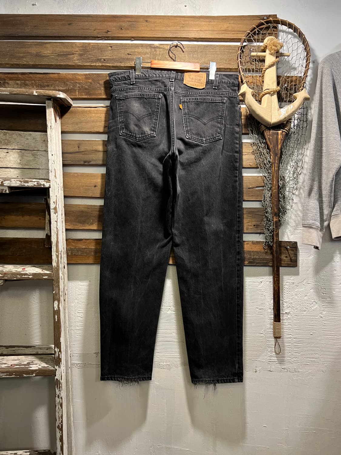 [38]90's 리바이스 오랜지탭 미국제 550 빈티지워싱 흑청 데님팬츠 상품이미지2