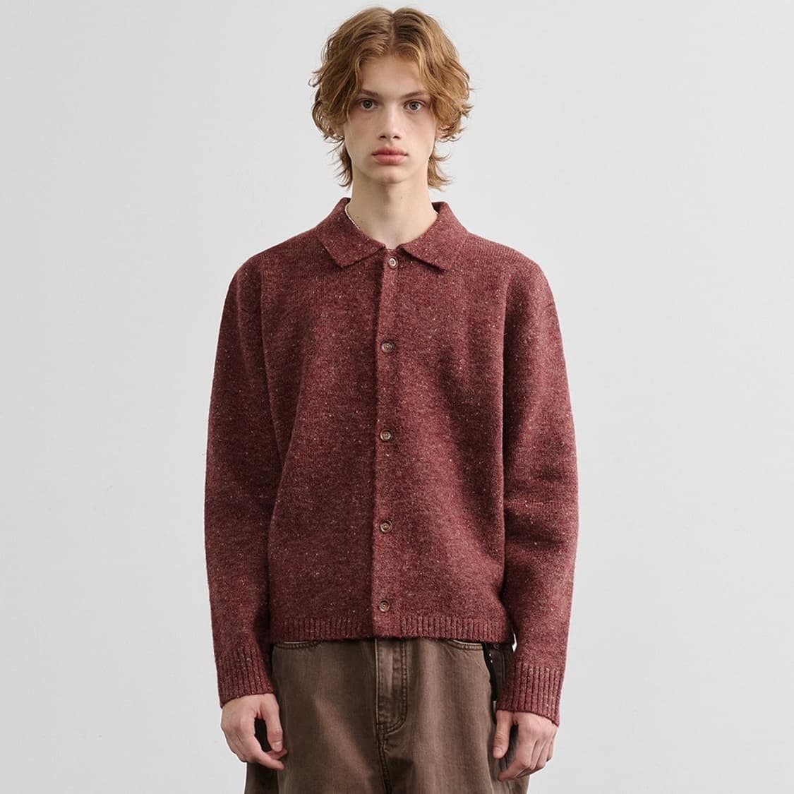 노운 nep yarn collar cardigan (wine) 상품이미지3