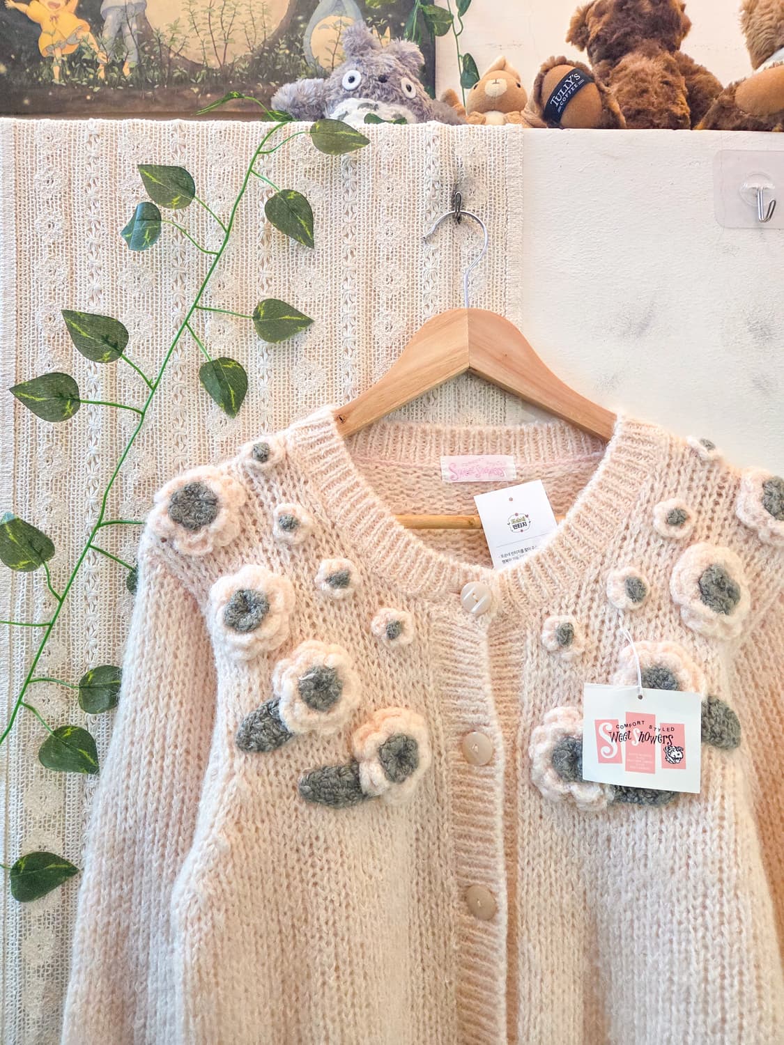 파스텔 핑크 꽃 가디건 상품이미지2