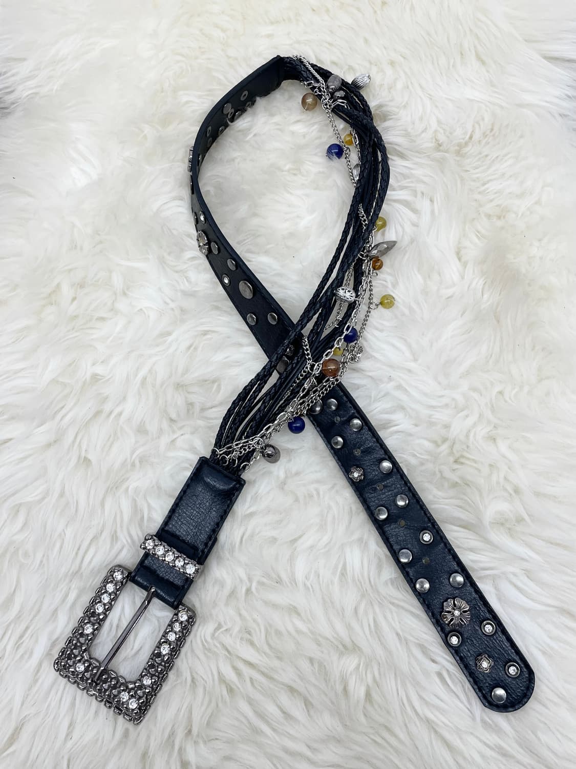 블랙페어리 레이어드 큐빅 스터드 버클 벨트 상품이미지1