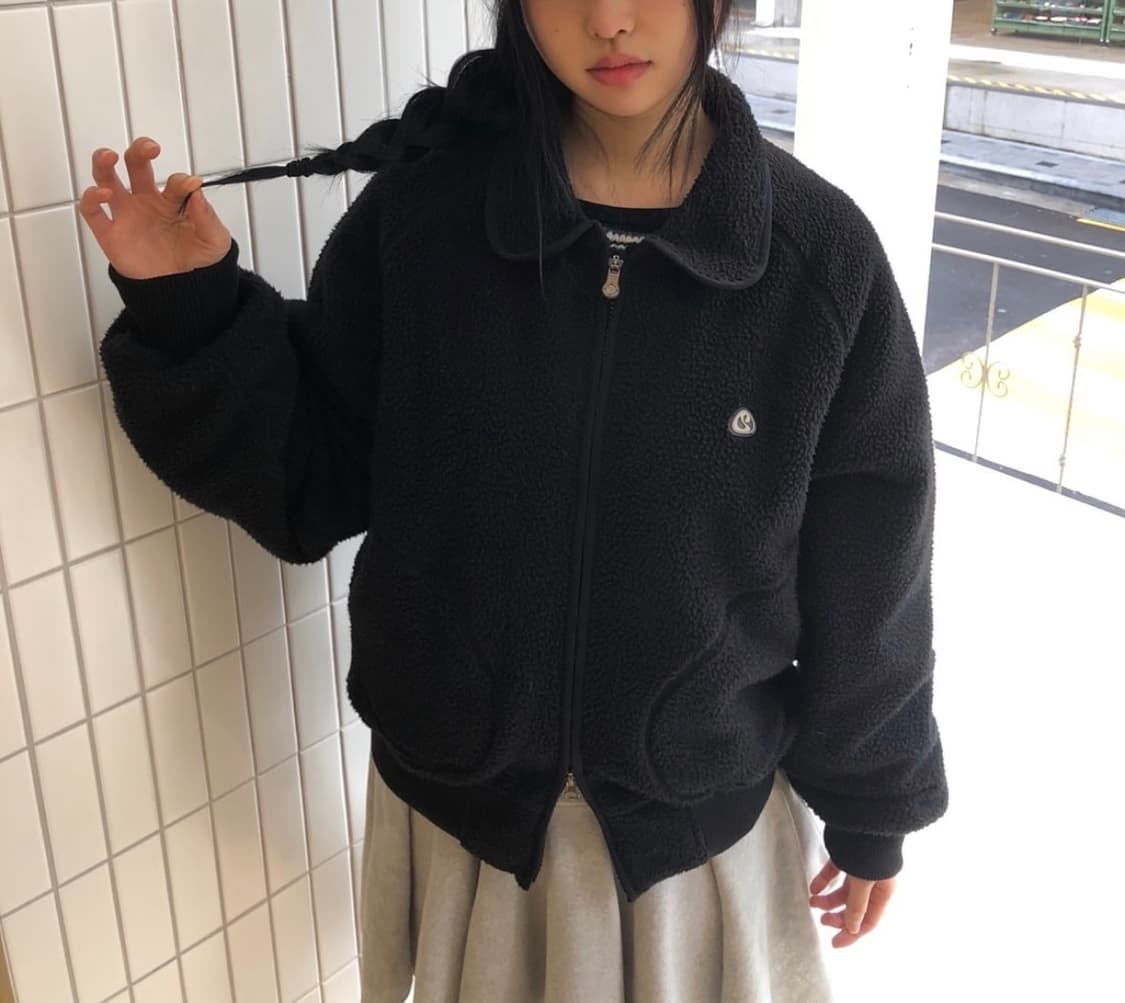 코이세이오 라운드 카라 플리스 자켓 블랙 상품이미지7