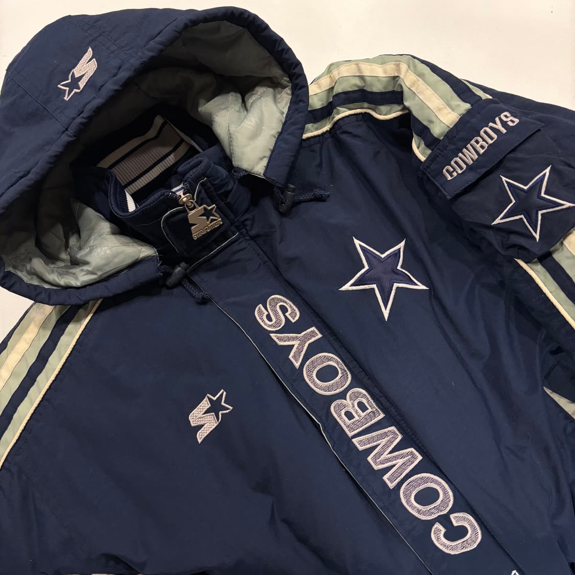 [M] 스타터 NFL 프로라인 카우보이스 후드 패딩 자켓 네이비 B655 상품이미지3