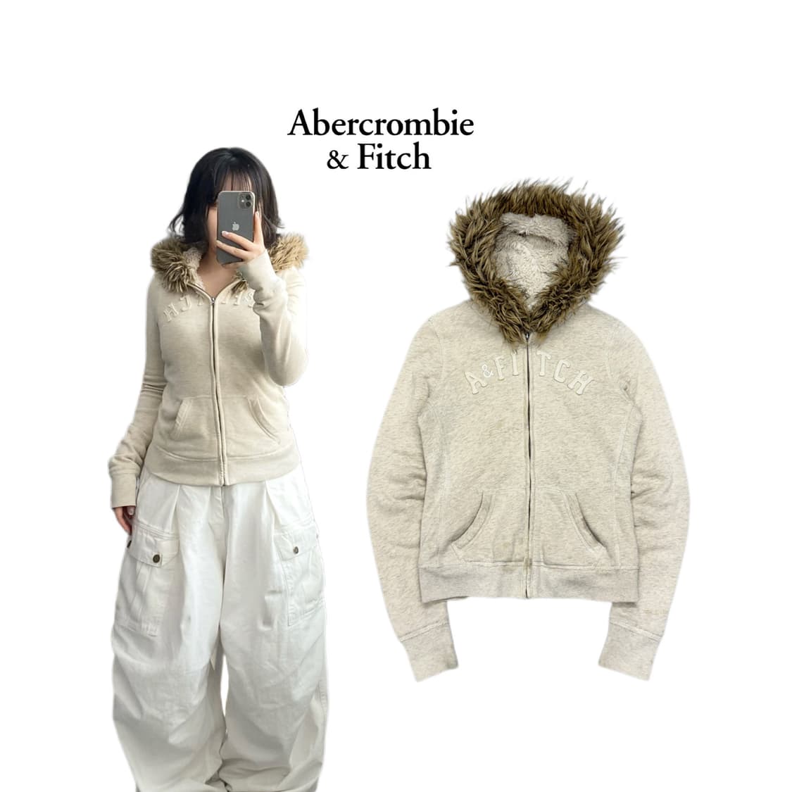 아베크롬비 울프죠 Y2K 딱붙 퍼 후드집업 상품이미지1