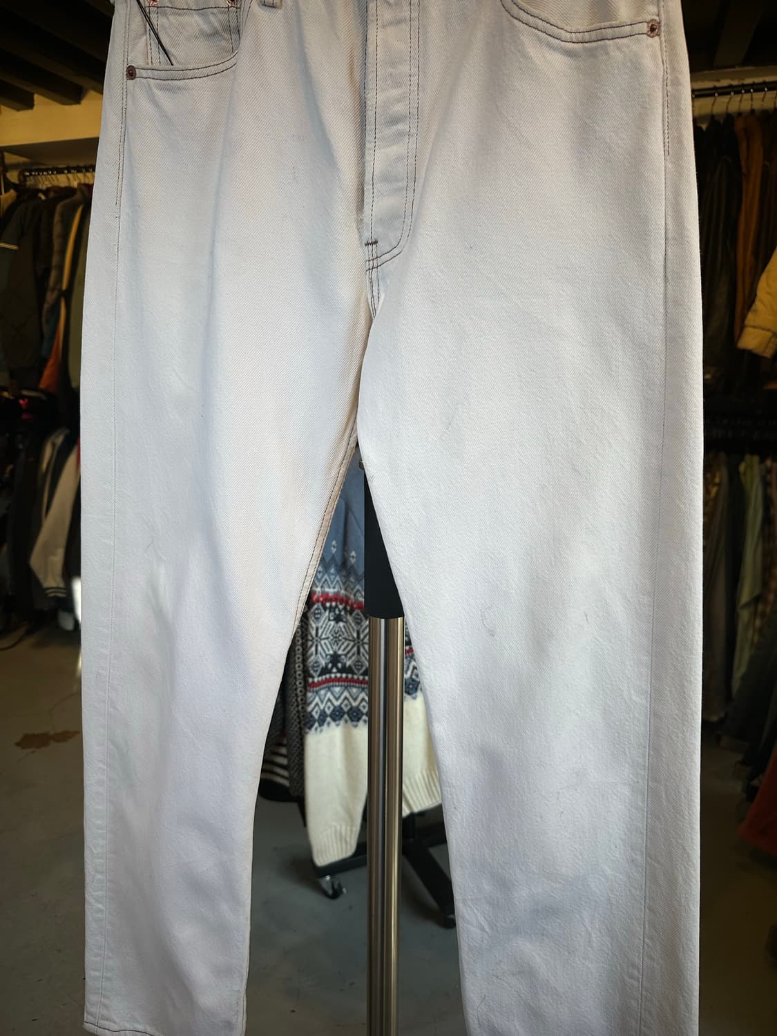 90s 리바이스501 화이트 데님 팬츠 30x30 made in usa 상품이미지4