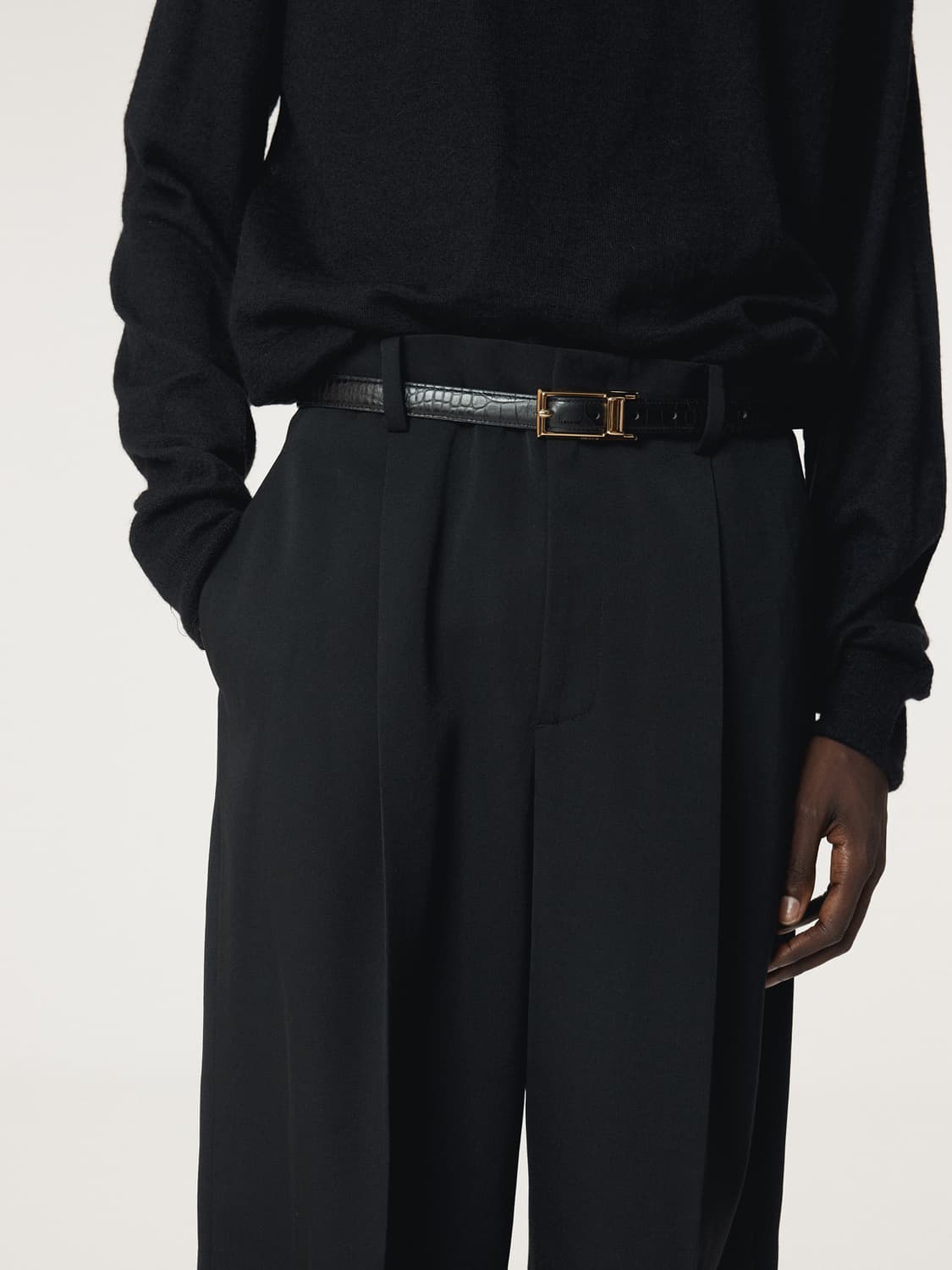 [정가이하판매] 렉토 25FW 턱 디테일 울 팬츠 블랙 상품이미지3