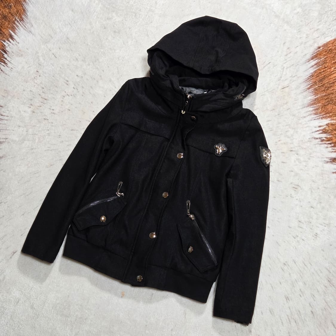 빈티지 하이넥 블랙 나일론 점퍼 상품이미지1