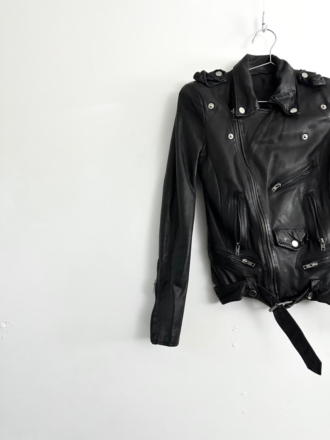 Down buckle leather jacket / black 상품이미지2