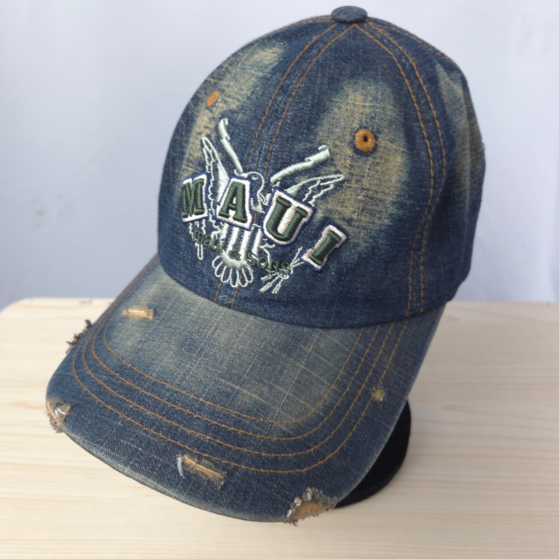 마우이 데님 독수리 자수 볼캡 상품이미지1