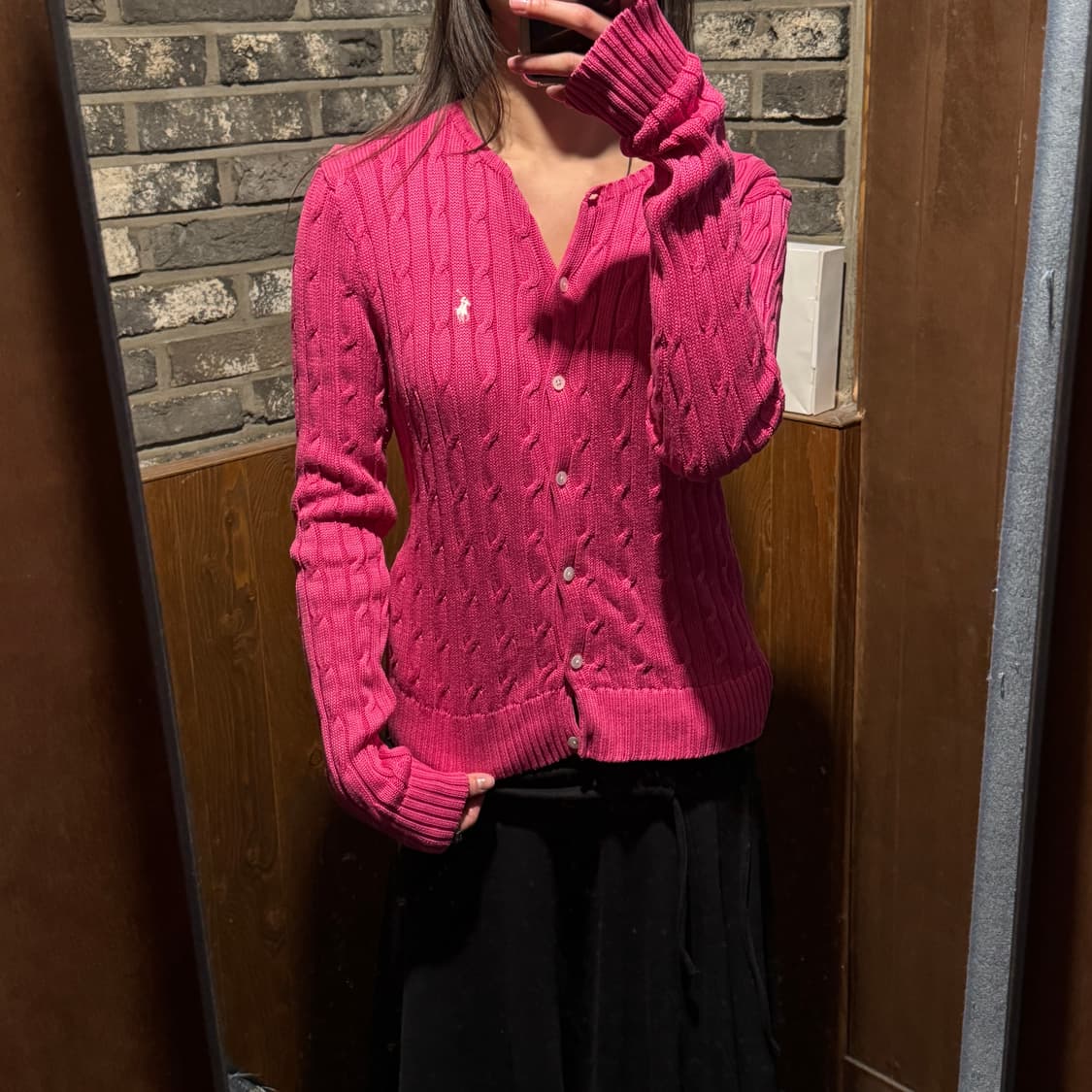L) 폴로 랄프로렌 코튼 케이블 꽈배기 가디건 핑크 상품이미지8