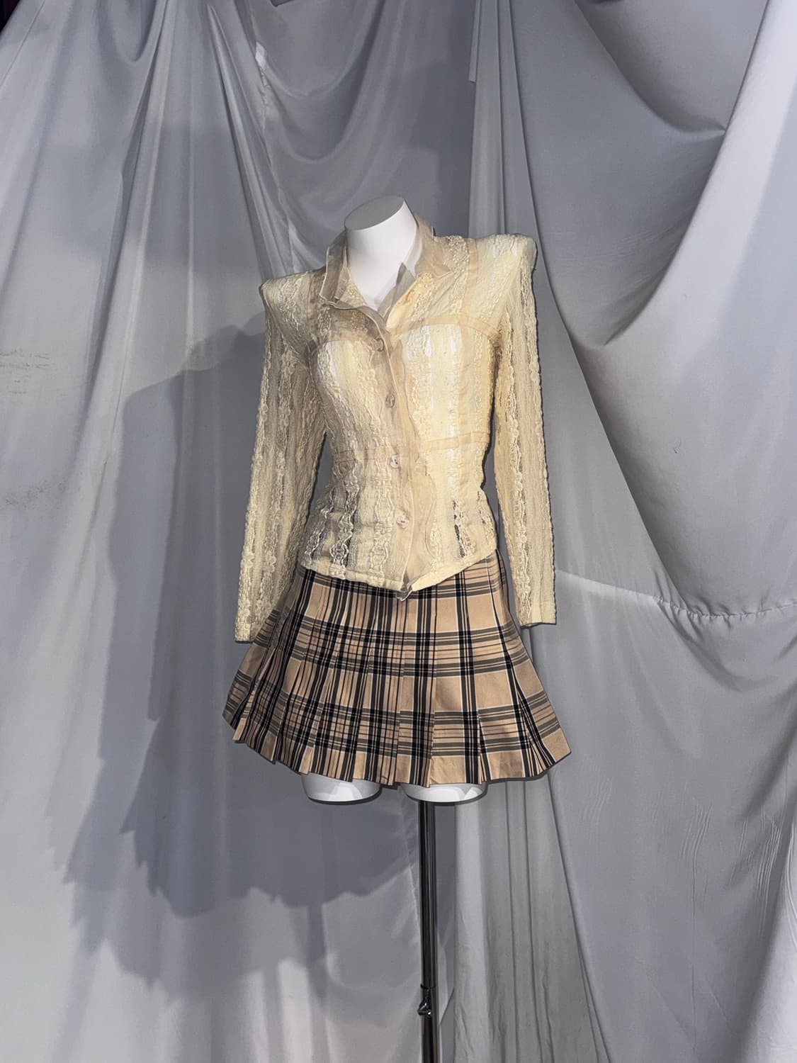 나나미깔 데일리 니혼진 체크 브라운 코디세트  상품이미지3