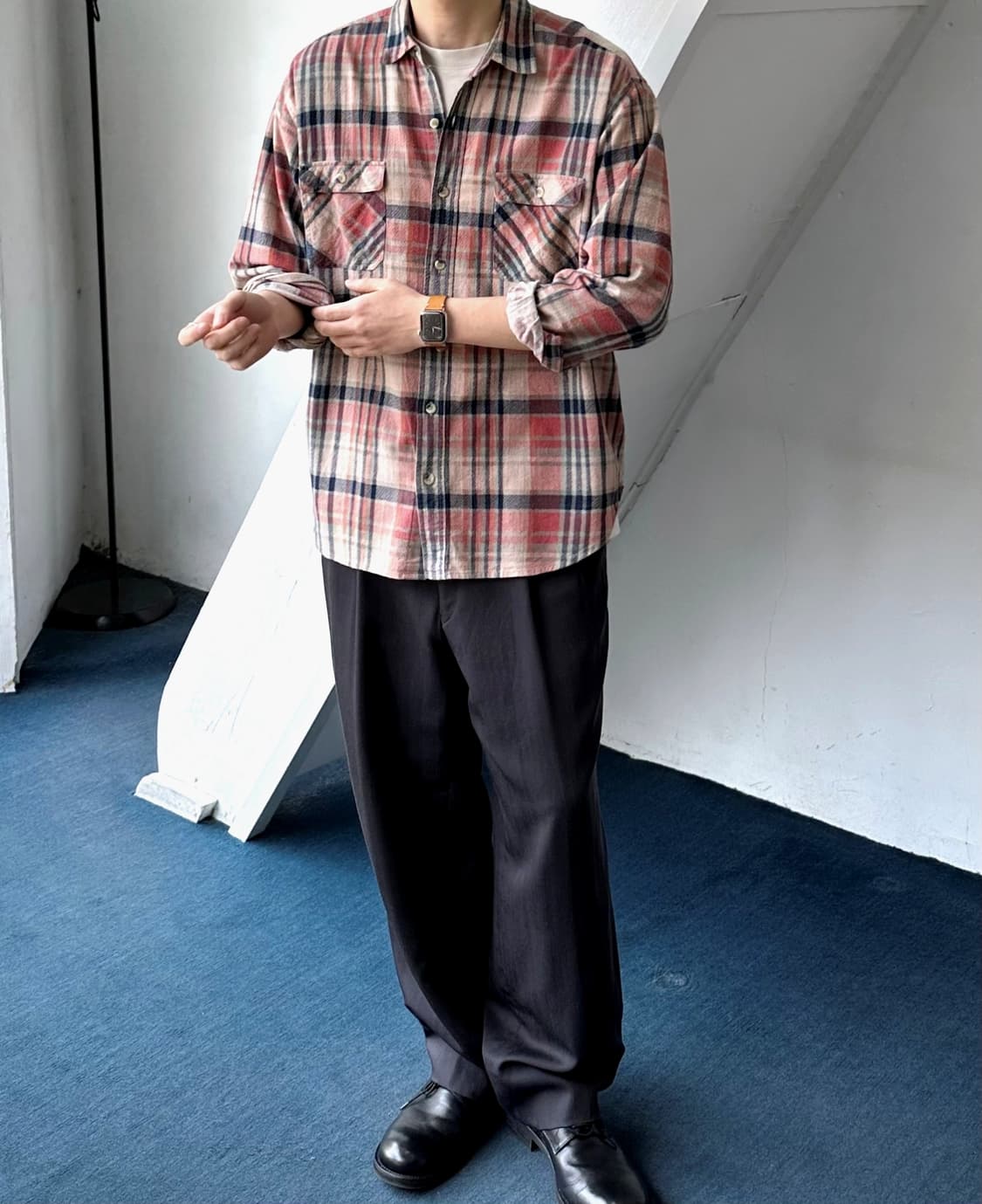 Brushed cotton nel check shirt 상품이미지7