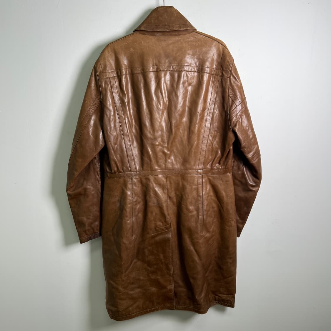 VTG 빈티지 브라운 레더 코트 48 상품이미지6