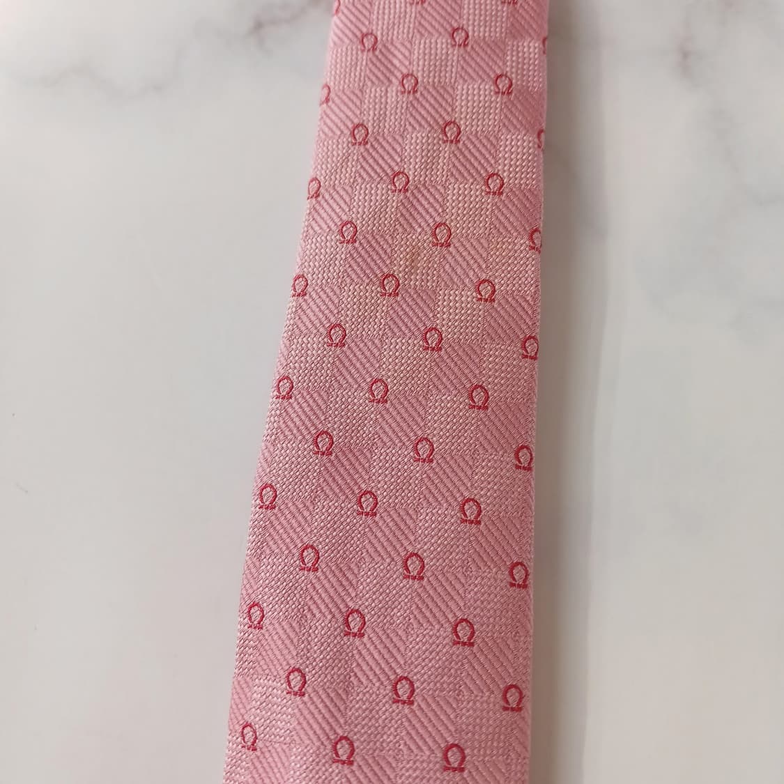 살바토레 페라가모 실크 핑크 간치니 넥타이 8.4cm A등급 A18844 상품이미지8