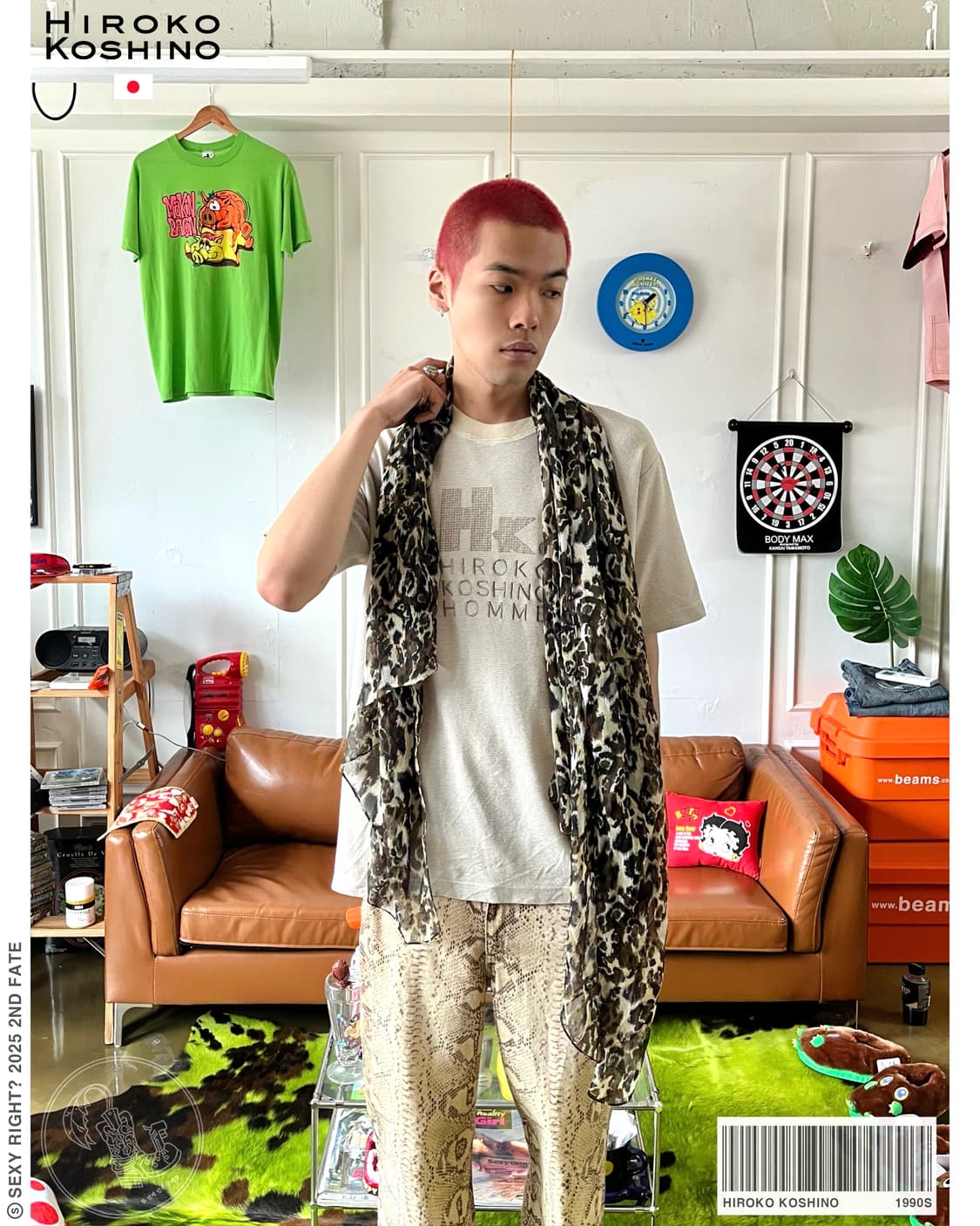 90s HIROKO KOSHINO Waffle 1/2 T-Shirt 상품이미지1