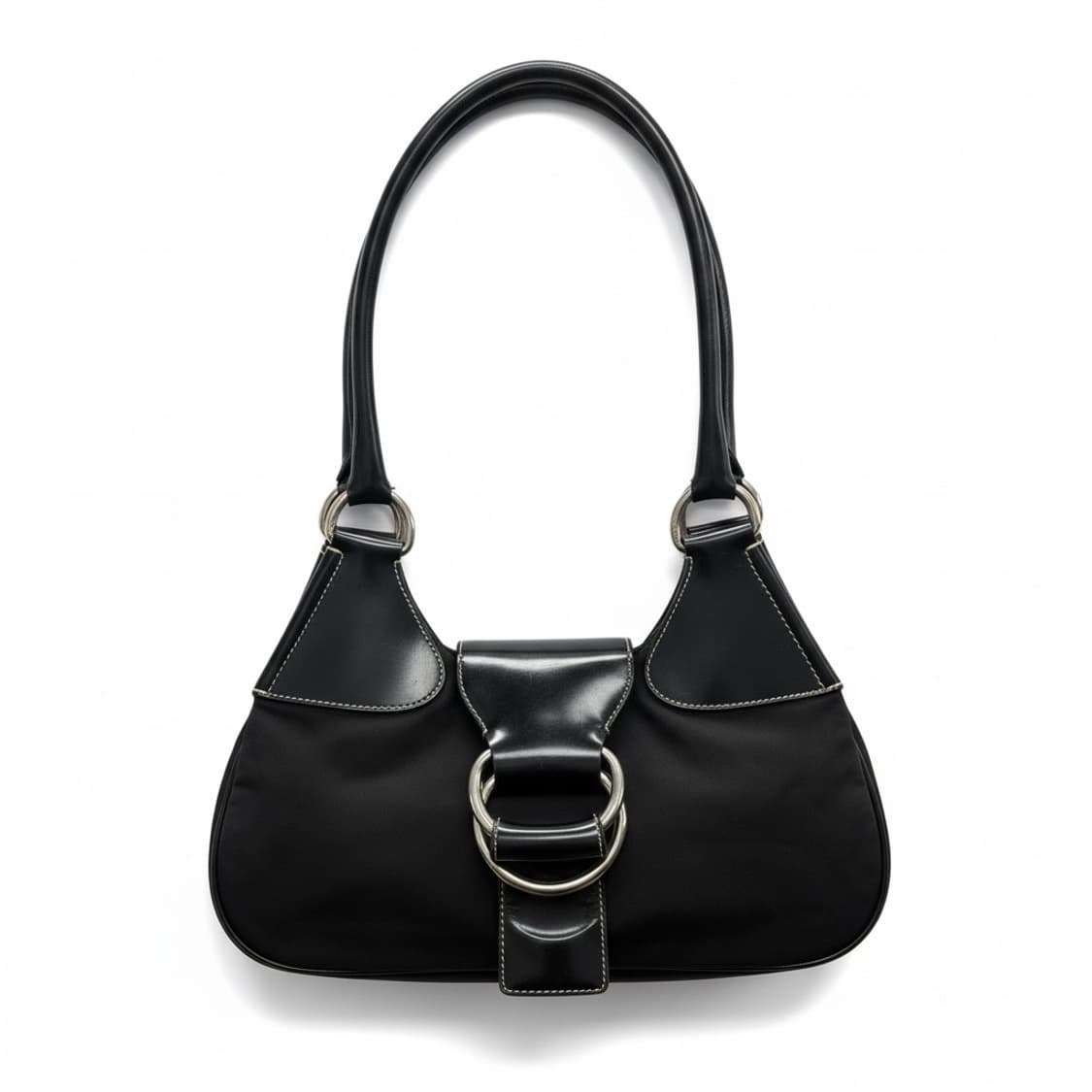 프라다 정품테수토 링 장식 레더 트리밍 숄더백 상품이미지1