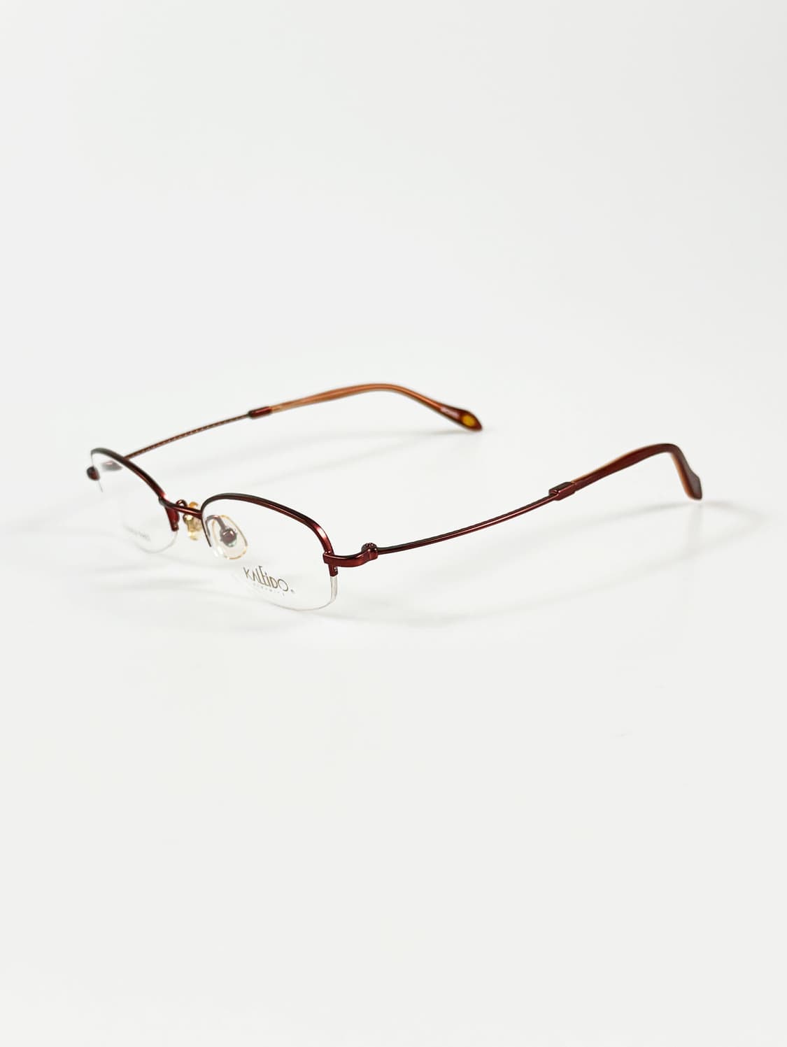90s KALEIDO 브라운 메탈 반무테 스퀘어 빈티지 안경 상품이미지3
