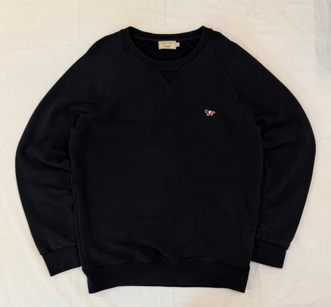 메종키츠네 트리컬러 폭스 맨투맨 스웻셔츠 블랙 상품이미지1