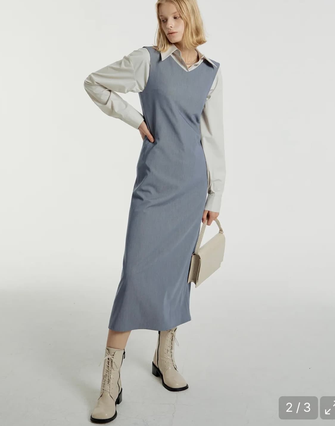 시티브리즈 스트링 슬리브리스 롱 원피스_VINTAGE BLUE 상품이미지2