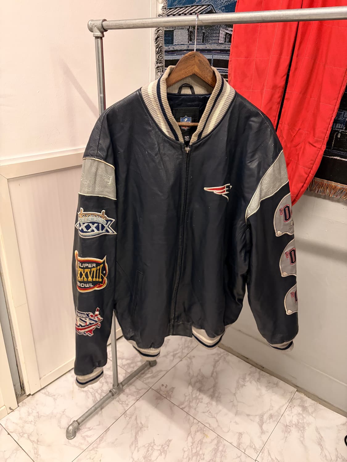 (정품/XL) 뉴잉글랜드패트리어츠 슈퍼볼 레더 바시티 자켓 a1 상품이미지2