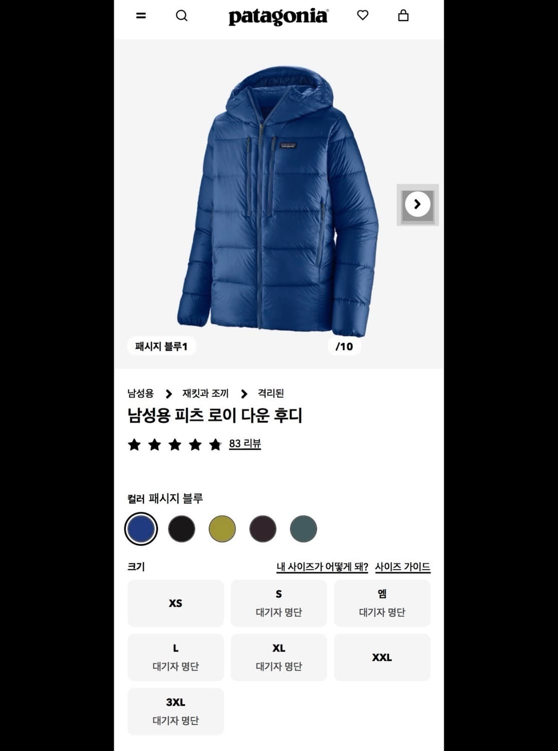 파타고니아 피츠로이 패딩 M 상품이미지6