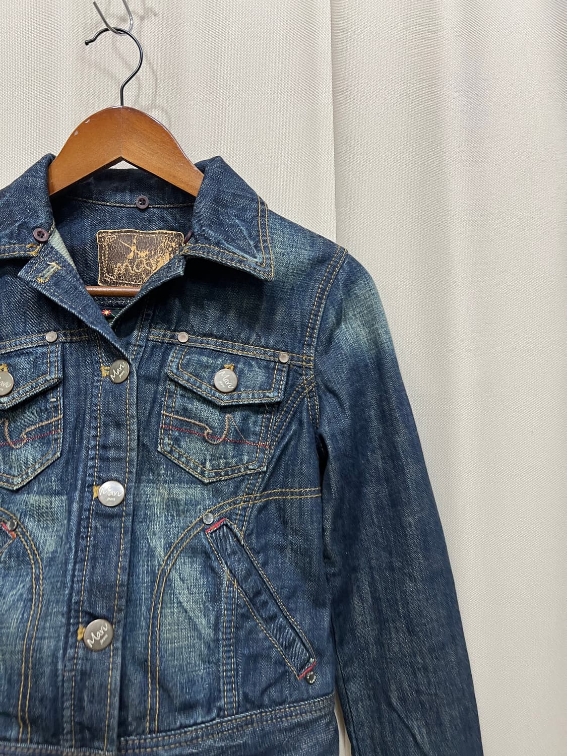 Marv 여성 빈티지 진청 데님 트러커 자켓  상품이미지3