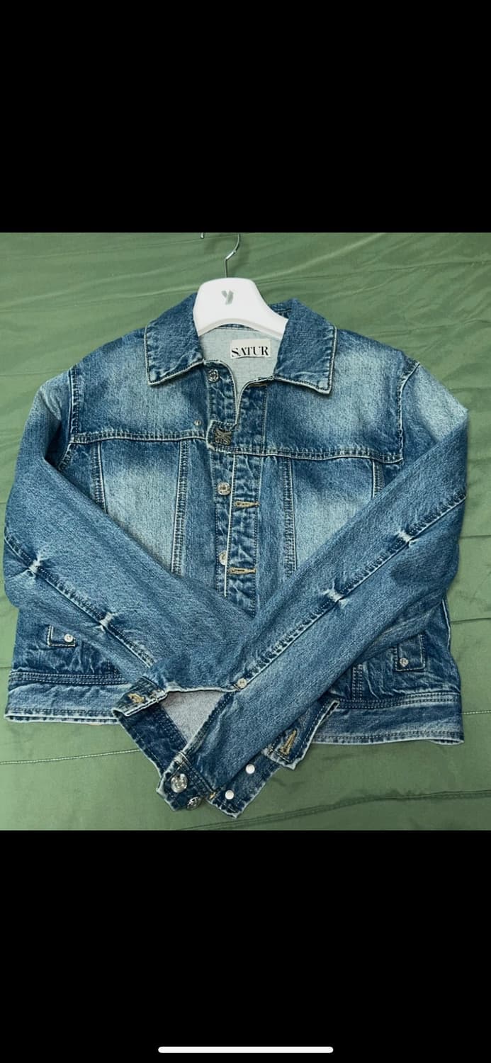 ✨단종✨세터 심볼 브로치 데님 자켓 워시드 블루 상품이미지7