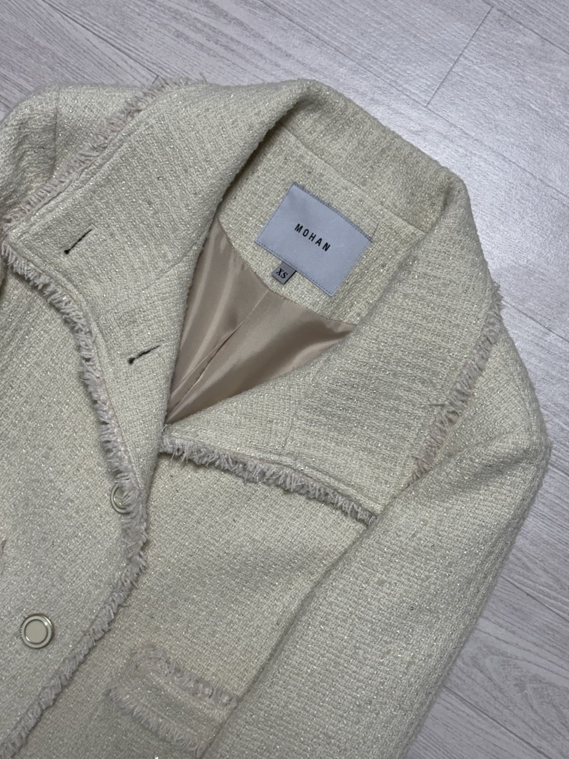 모한 RTS 프린지 하이넥 트위드 아이보리 상품이미지3