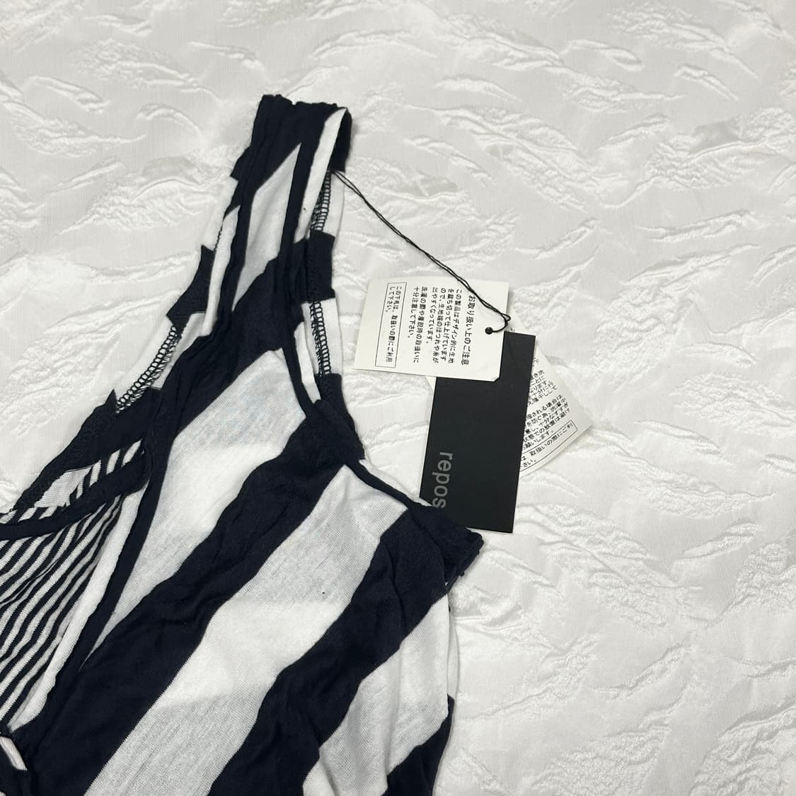 빈티지 갸루 펑크 믹스 스트라이프 언발 슬리브리스 탑 상품이미지5