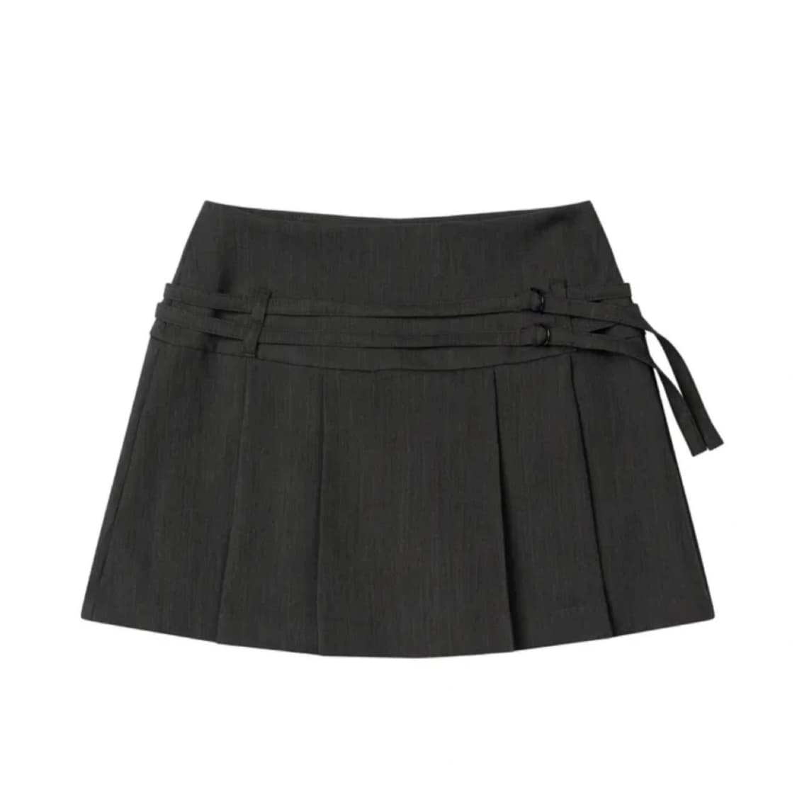 레더리 더블 스트랩 플리츠 미니 스커트 상품이미지1